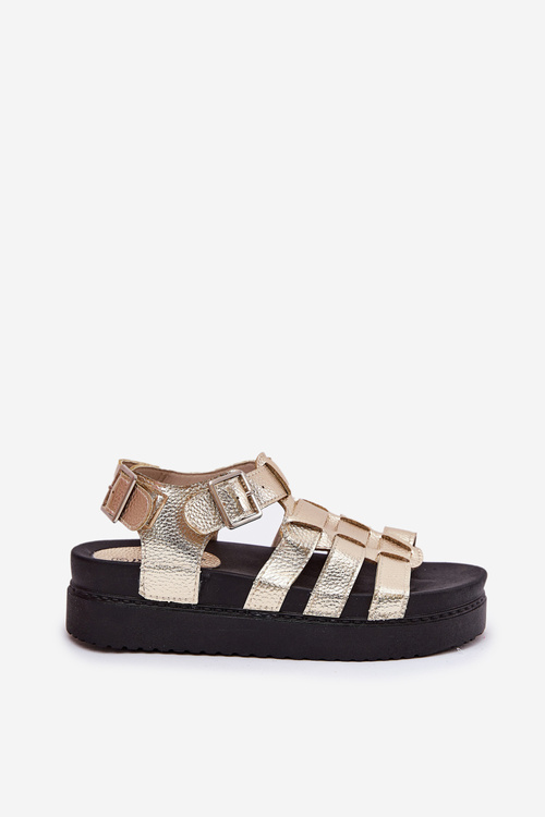 Dámské Sandály Na Platformě S Přezkami Zlaté Atarafas