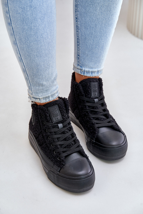 Zateplené dámske tenisky s ovečkou Big Star OO274A443 čierne