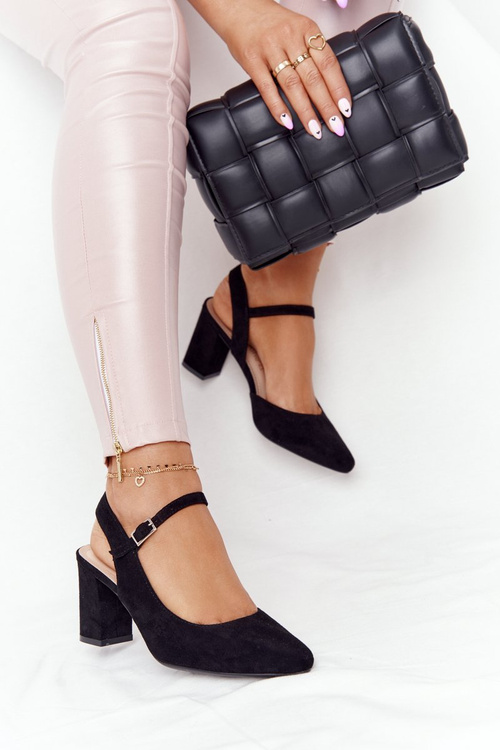 Semišové Lodičky Na Podpatku Sergio Leone PB446 Černé