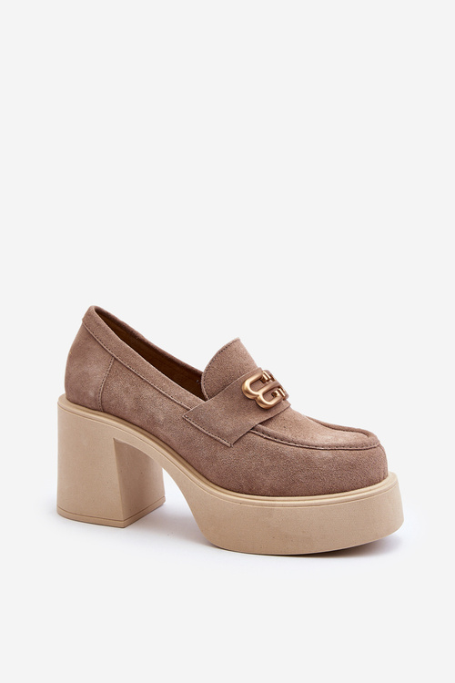 Zazoo 20170 Dámske Semišové Poltopánky na Podpätku Bežové