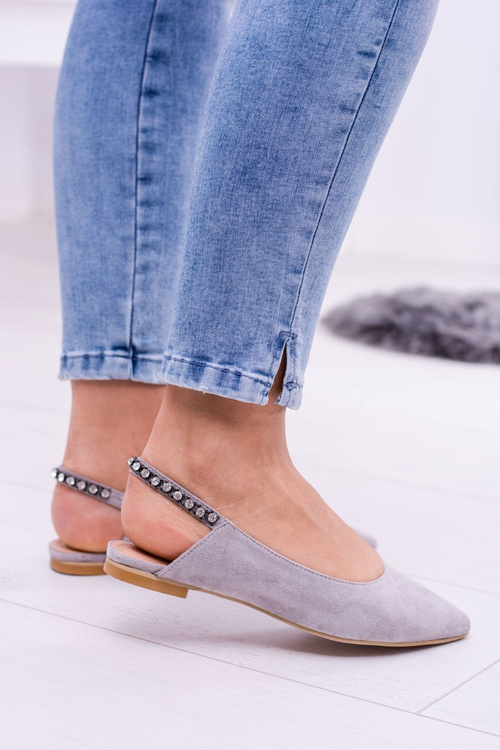 Lu Boo Gray Suede Ballerinas v Macron Spitz