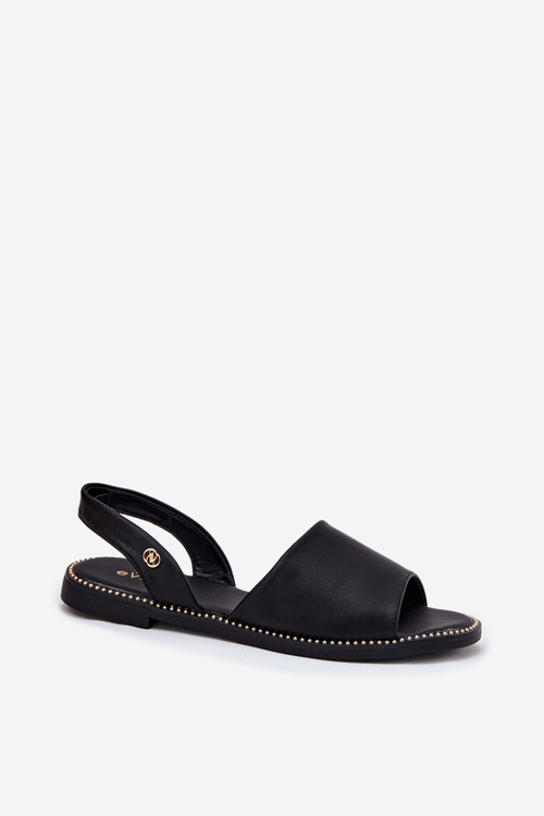 Dámske Sandále Na Plochom Opätku Eko Koža Čierne Dereka