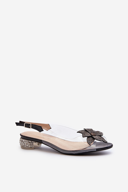 Průhledné sandály s nízkým podpatkem s ozdobou Černé D&A MR38-383