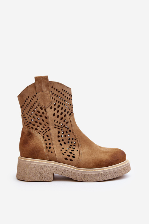 Zazoo 3470 Dámske členkové semišové topánky s plochou podrážkou Bežové