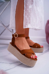 Dámske sandále na Platforme Linen Camel Dafostre
