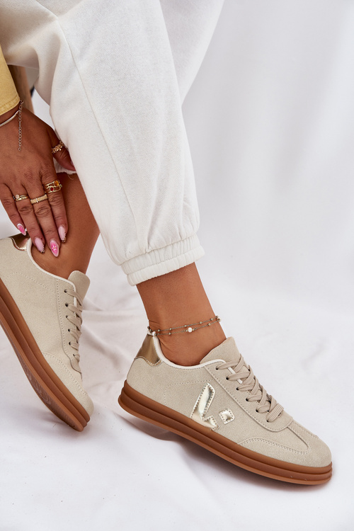 Dámské Sneakersy Eko Velurové Béžové Micca