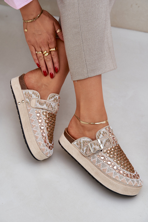 Zdobené Klapky Na Platformě Béžové Terfitra