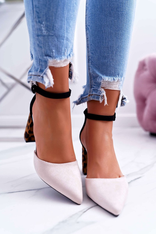 Dámské Lodičky Na Podpatku Leopard Béžové Ferri