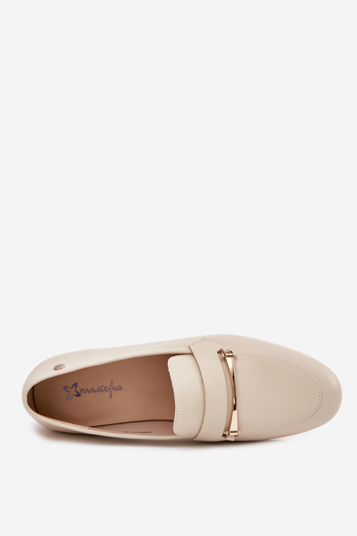 Kožené Polobotky Mokasíny Dámske Maciejka K6809-04 Béžové