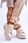 Pohodlné dámské sportovní boty na platformě béžová Devan