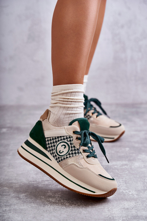 Módne dámske športové topánky na Aernne Béžovej a zelenej klinách
