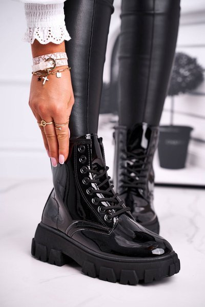 Dámske lakované topánky čierne linzo