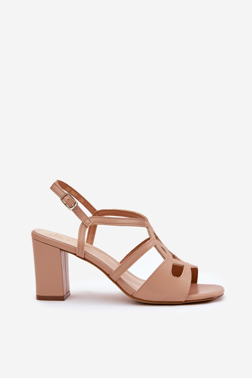 Dámské sandály na sloupkovém podpatku béžové Sergio Leone SK884