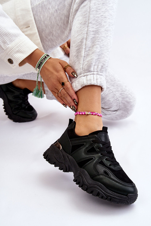 Klasické sportovní boty na platformě Černe Bowie