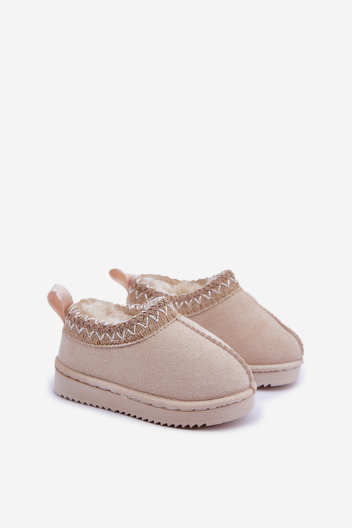 Sněhové boty dětské na platformě zateplené kožešinou světle béžové Vilabria