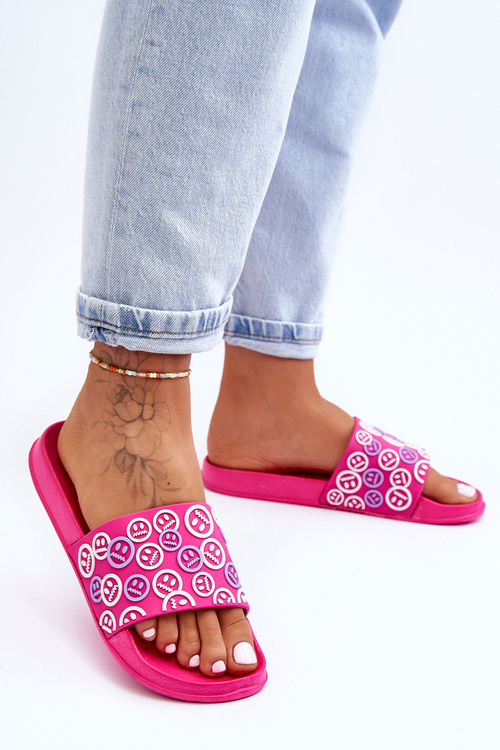 Ženské flip -flops s emotikonmi fuchsja cosette