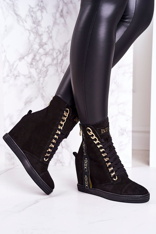 Dámské Semišové Sneakersy Se Stuhou BOOCI 2222/543/z černé