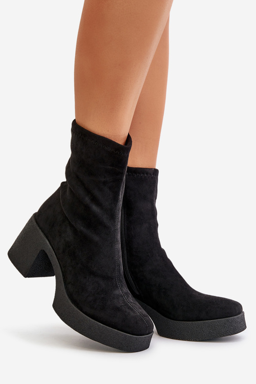 Dámské Botky Na Platformě A Masivním Podpatku S.Barski HY42-739 Černé