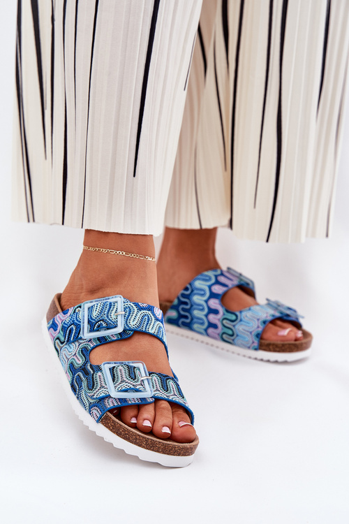 Dámske Papuče S Prezkami A Leskom S.Barski RB51-006 Modré