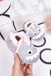 Dětské Zateplené Velurové Pantofle Šedé Monster