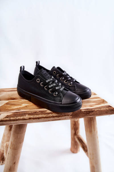 Veľká hviezda KK374057 Čierne kožené tenisky