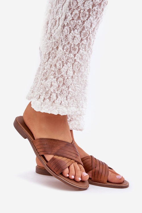 Kožené Dámské Pantofle Lewski Shoes 3682 Camel