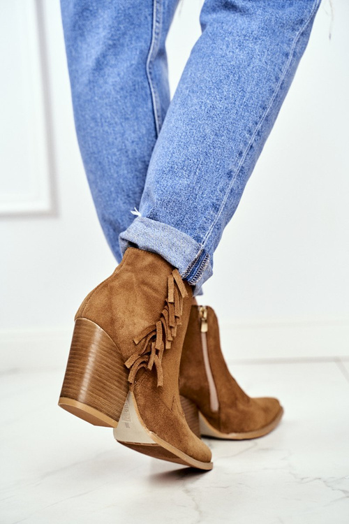 Dámské Kotníkové Boty Semišové Laura Messi Camel 2133