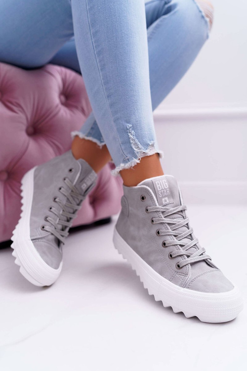 Dámské Tenisky Big Star Vysoké zateplené Šedé EE274114