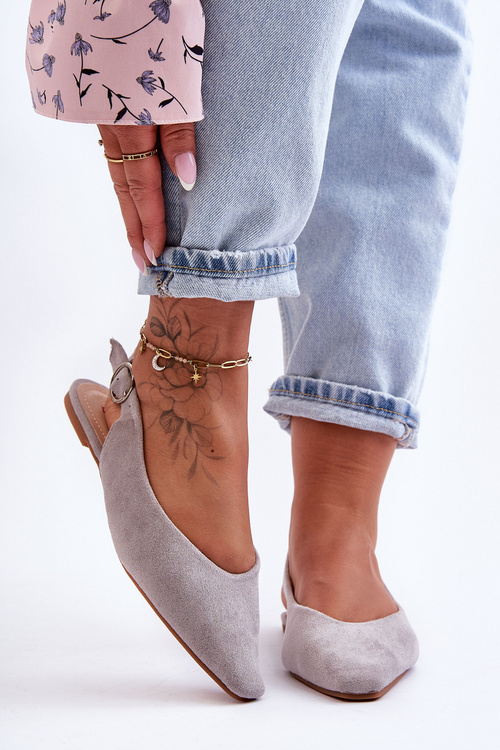 Dámské semišové baleríny šedé Kenra