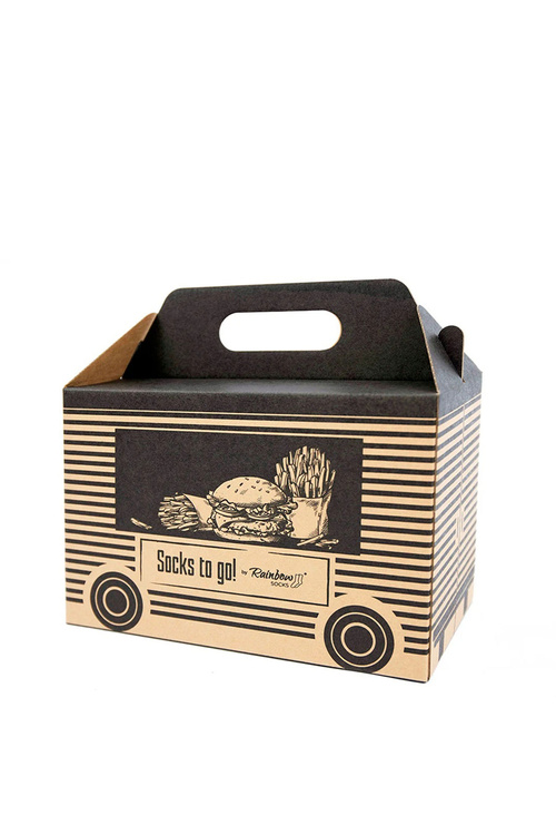 Dúhové ponožky ponožky Take -out hamburger hranolky 4 páry