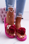 Dámské žabky s květy Fuchsia Sharme 