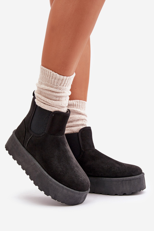 Dámske Snežnice Na Platforme S Elastickými Vložkami Čierne Rialine