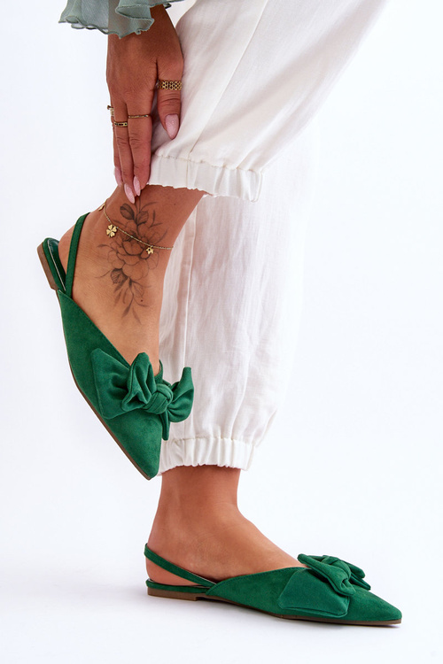 Dámské nazouvací baleríny s mašlí Zelená Nadine