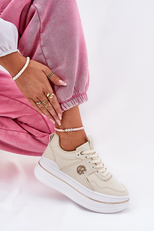 Dámské Sportovní Boty Na Platformě Béžové Caldeno