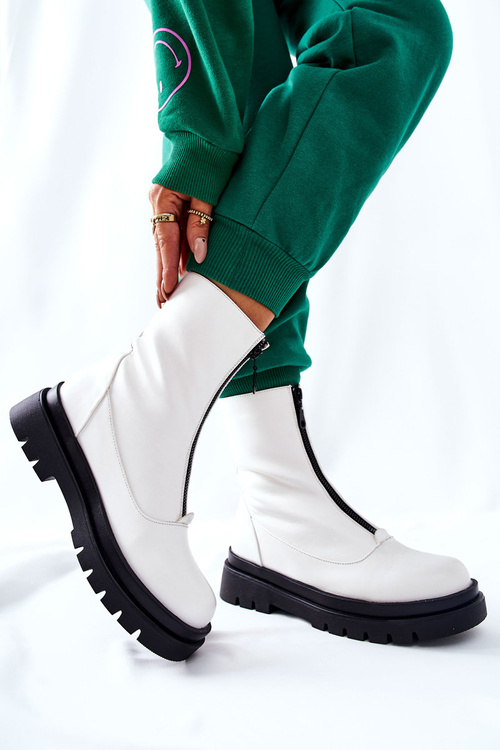 Dámske topánky so zipsom bielym Tierra