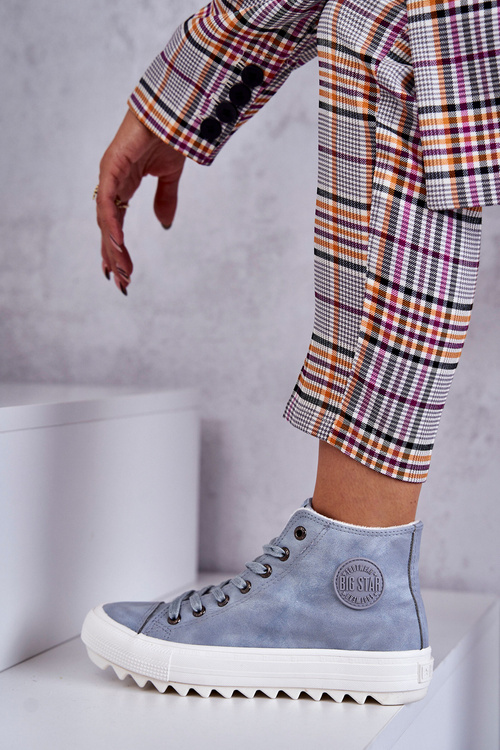 Dámska kožená izolovaná veľká hviezda EE274115 Svetlo modré tenisky