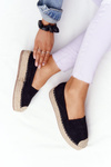 Espadrilky Na Slaměné Platformě Černé Highway
