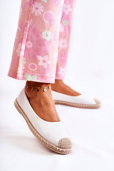 Klasické dámské kožené espadrilky bílé Calabria
