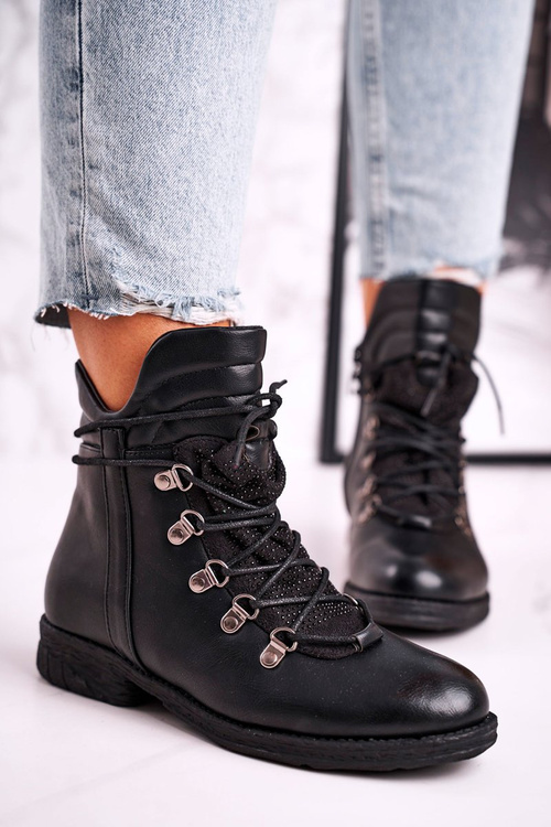 Dámské Teplé Boty Se Zirkony Černé Gisele