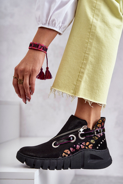 Kožené topánky Maciejka s škvrnami 05660-20 Čierna