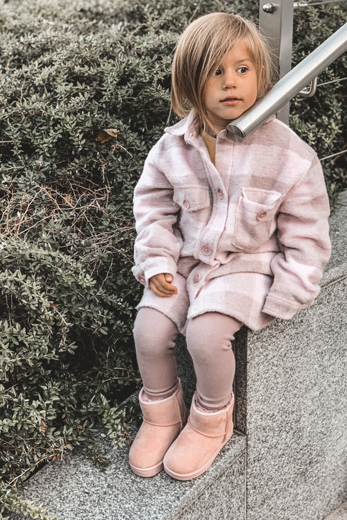 Dětské Teplé Sněhule Semišové Růžové Gooby