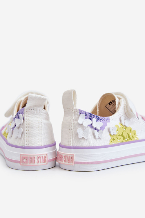 Dětské nízké tenisky na suchý zip Big Star LL374061 Bíle