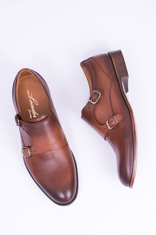 Kožené elegantní pánské boty Monk hnědé