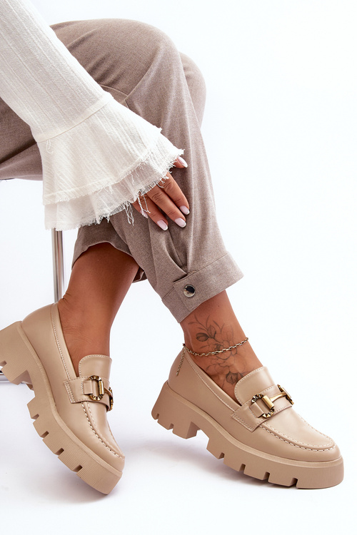 Dámske topánky Loafer s dekoráciou Beige Peuria