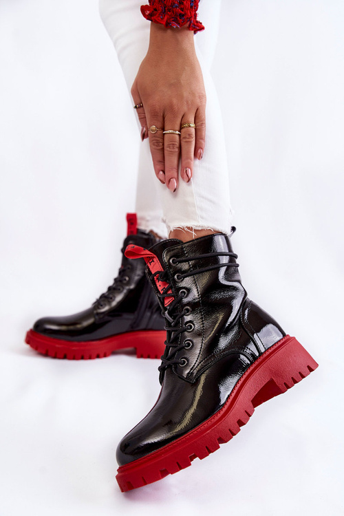 Maľované dámske topánky la.fi 250045r-la čierne a červené