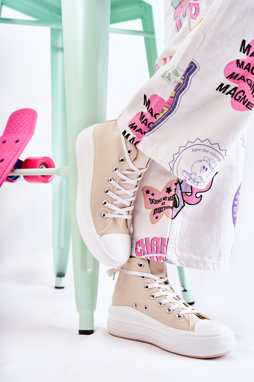 Dámske tenisky s vysokým béžovým béžovým béžom