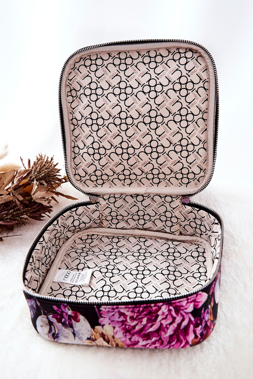 Velké kosmetické pouzdro NOBO květy L0020-CM04 Černá