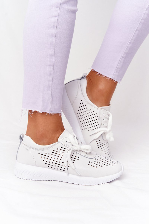 Prolamované Kožené Sportovní Boty S.Barski Bílé