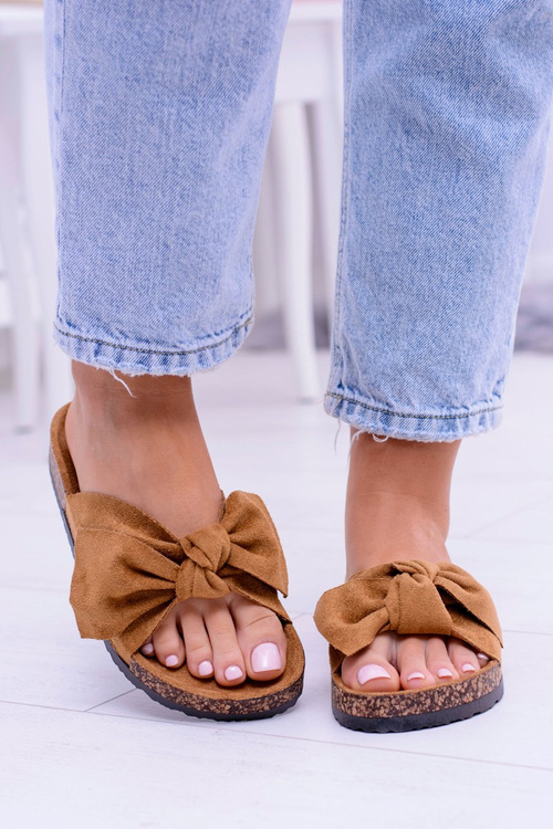 Dámské Papuče Na Korku Mašle Camel Dominica