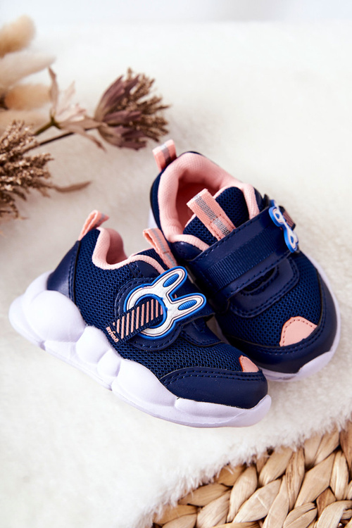 Detské športové topánky pre suchý zips befado 516p090 Navy-ružové